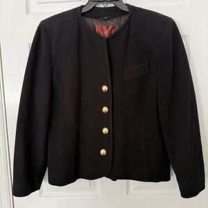 Mac Taggart Vintage Blazer Women’s Size 14 Cashmere Wool Black Classic Business
